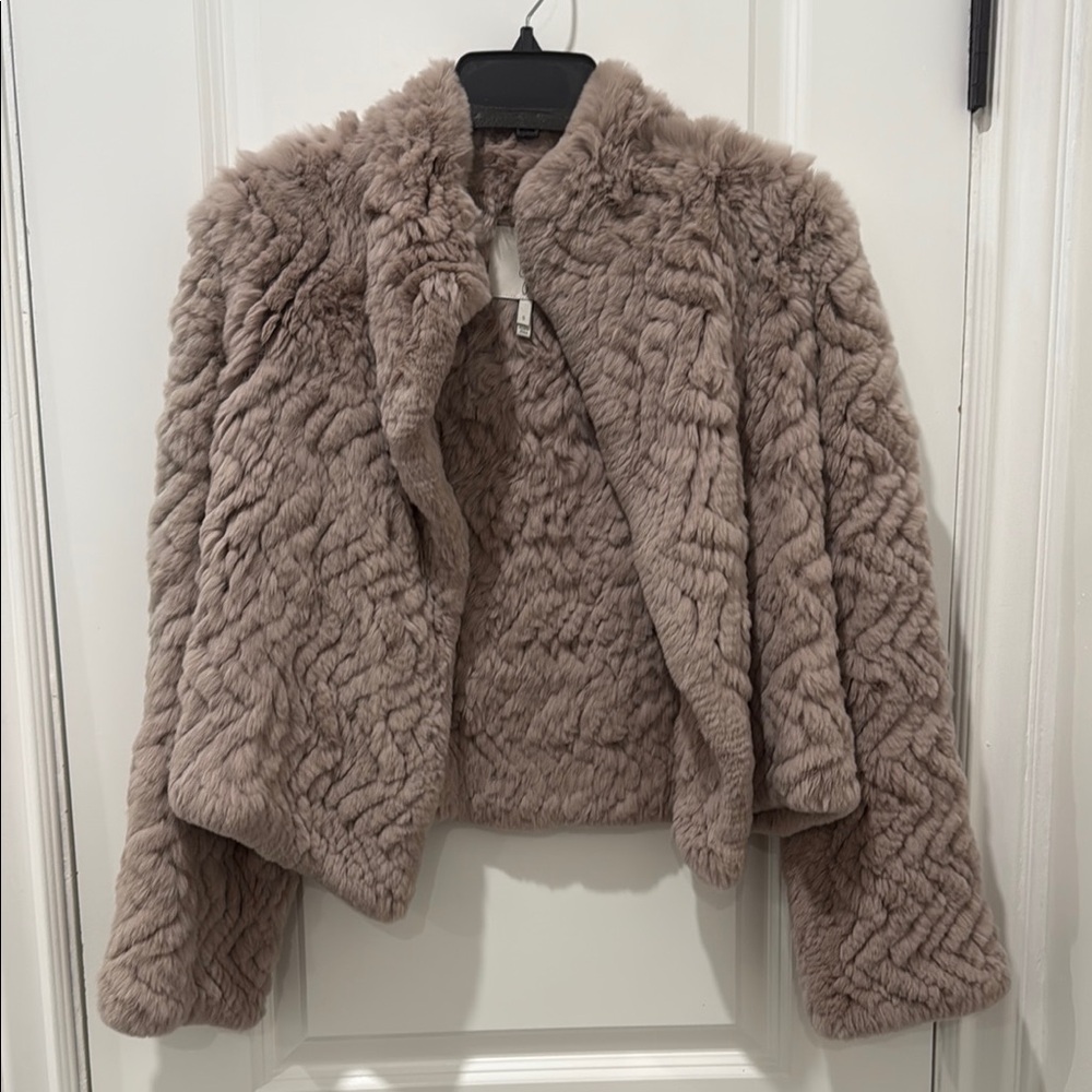 Women's Joie Rabbit Fur Jacket in Taupe